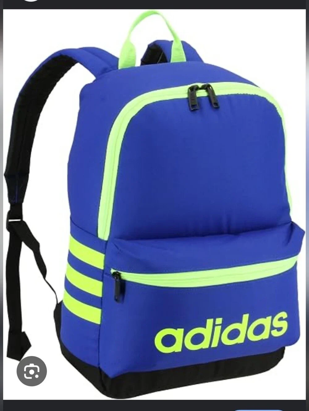 Adidas Royal Blue Backpack with Neon Lime Accents,One Size